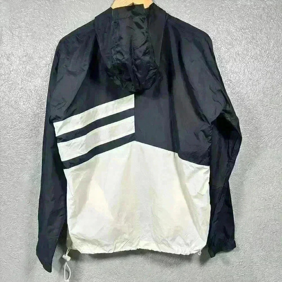 MARUCCI Retro Style 90s Zip Up Black White Baseball Windbreaker Men Small - Picture 2 of 12